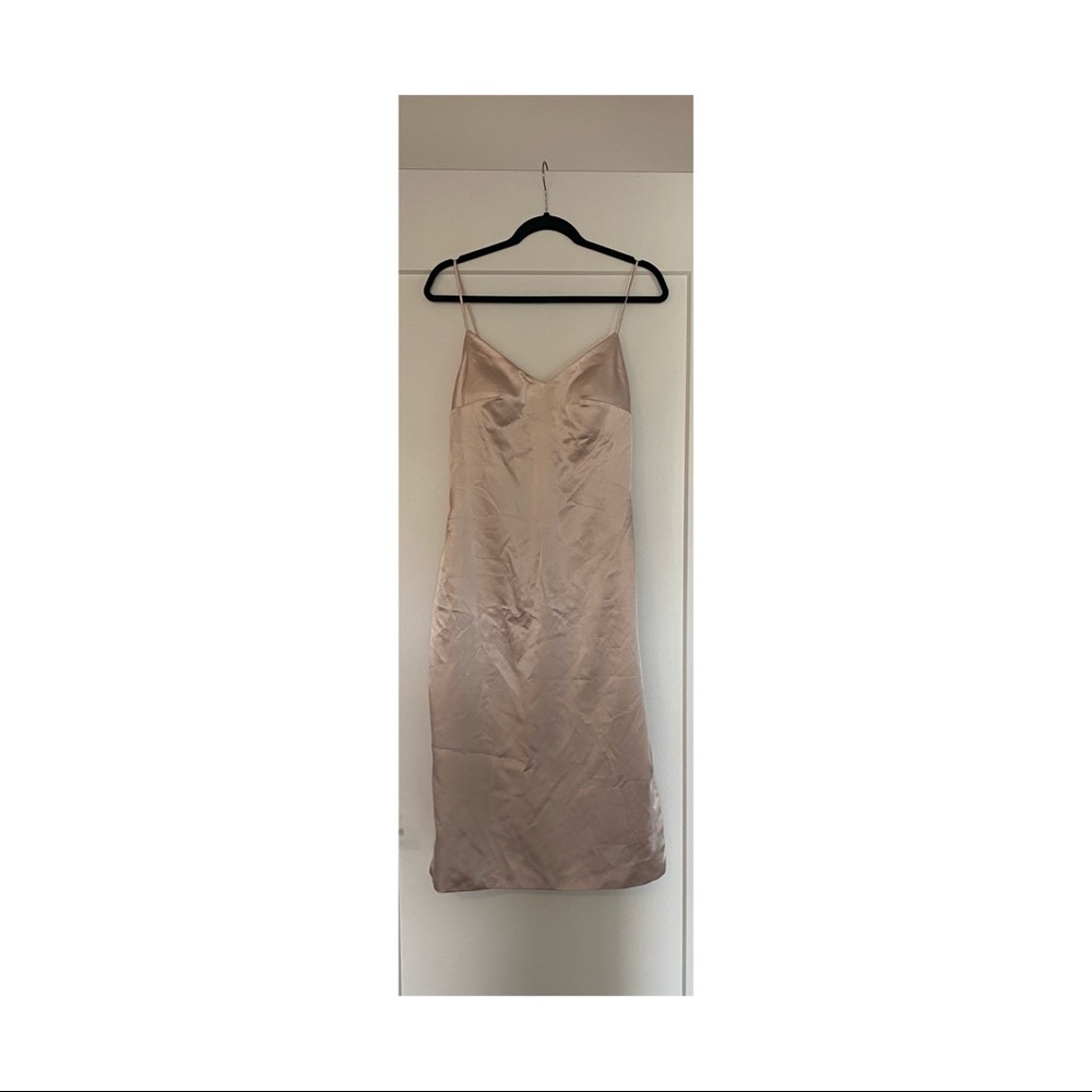 Silk slip dress with padding